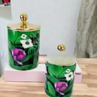 A set of candy jars on a table