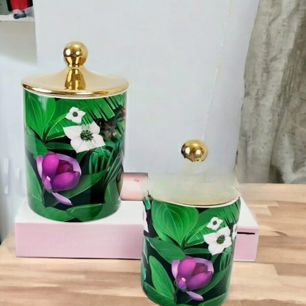 A set of candy jars on a table