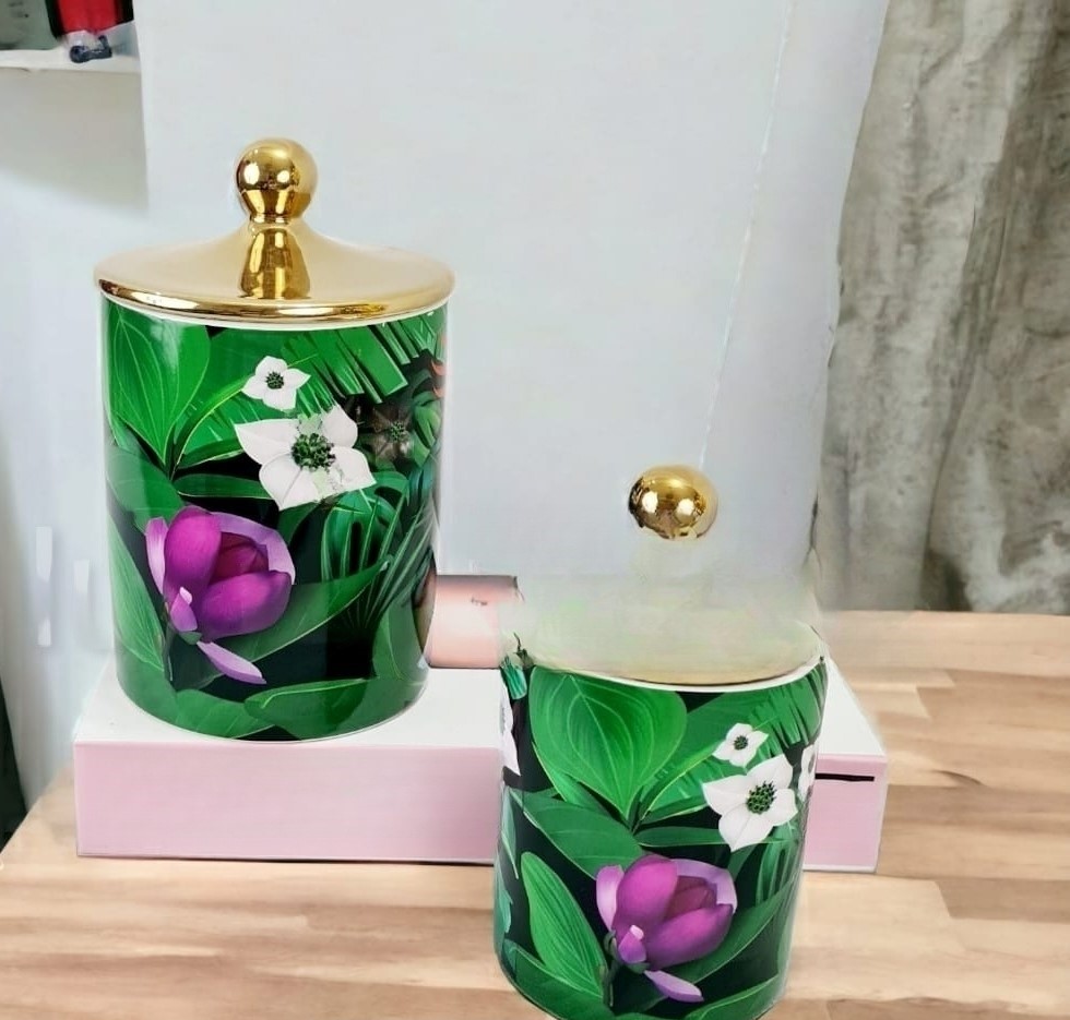 Ceramic Floral Airtight Jar Set