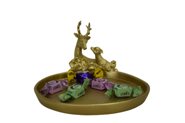 Resin Deer Round Tray